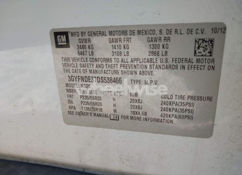 Photo 9 of 2013 Cadillac Srx PERFORMANCE COLLECTION (VIN 3GYFNDE37DS538466)