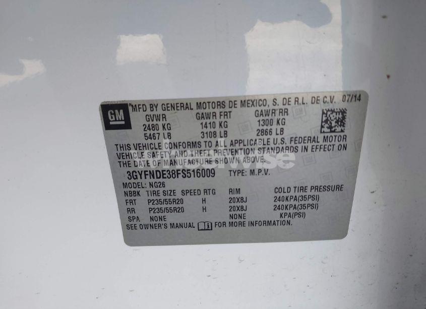 Photo 9 of 2015 Cadillac Srx PREMIUM COLLECTION (VIN 3GYFNDE38FS516009)