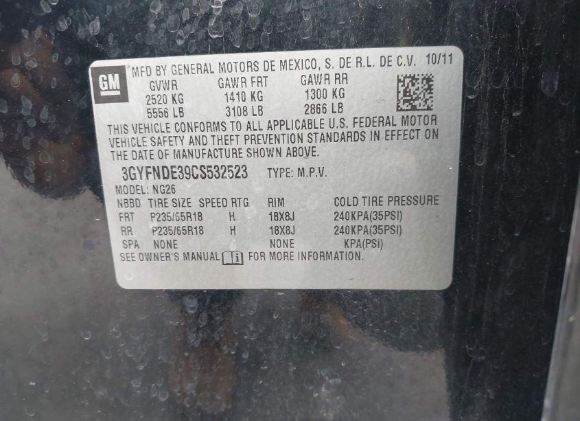 Photo 9 of 2012 Cadillac Srx LUXURY COLLECTION (VIN 3GYFNDE39CS532523)