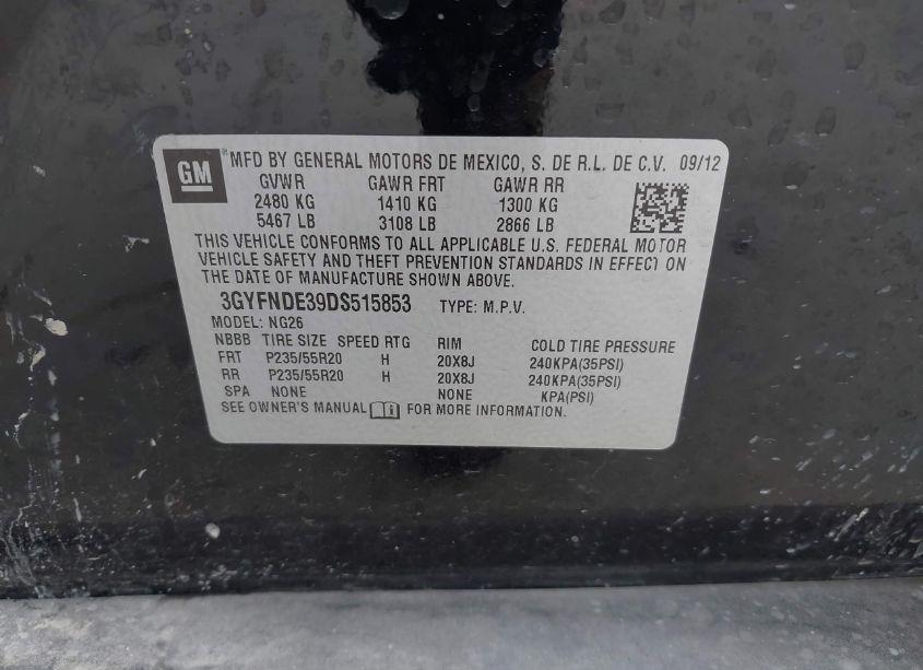 Photo 9 of 2013 Cadillac Srx PERFORMANCE COLLECTION (VIN 3GYFNDE39DS515853)