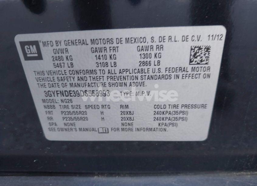 Photo 9 of 2013 Cadillac Srx PERFORMANCE COLLECTION (VIN 3GYFNDE39DS558993)