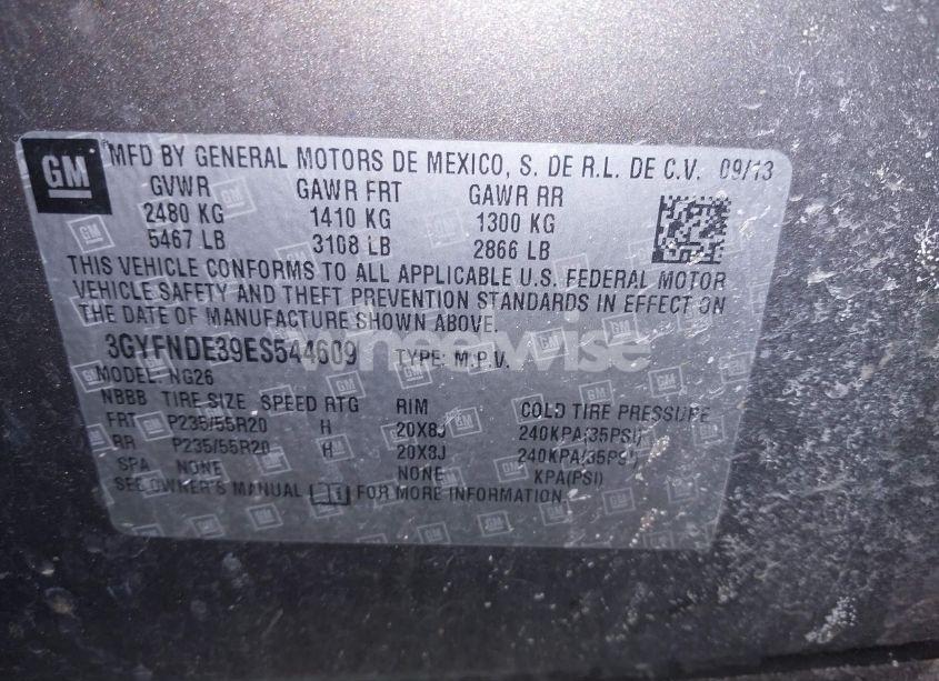 Photo 9 of 2014 Cadillac Srx PREMIUM COLLECTION (VIN 3GYFNDE39ES544609)