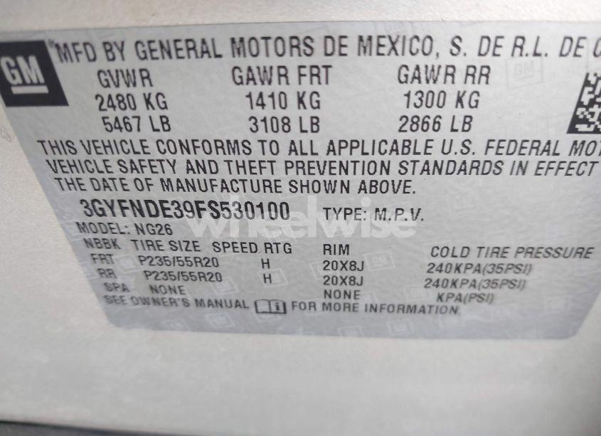 Photo 9 of 2015 Cadillac Srx PREMIUM COLLECTION (VIN 3GYFNDE39FS530100)