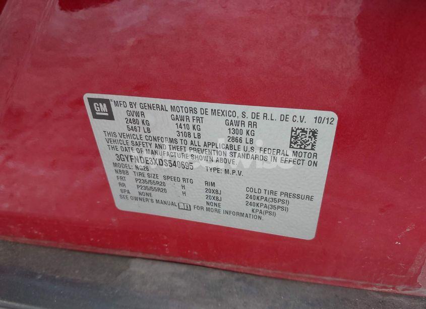 Photo 9 of 2013 Cadillac Srx PERFORMANCE COLLECTION (VIN 3GYFNDE3XDS540695)