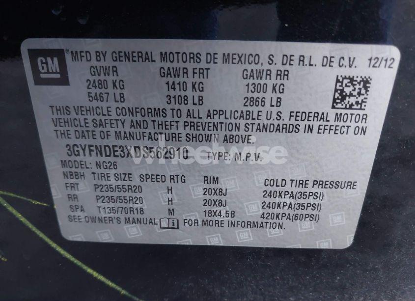 Photo 9 of 2013 Cadillac Srx PERFORMANCE COLLECTION (VIN 3GYFNDE3XDS562910)