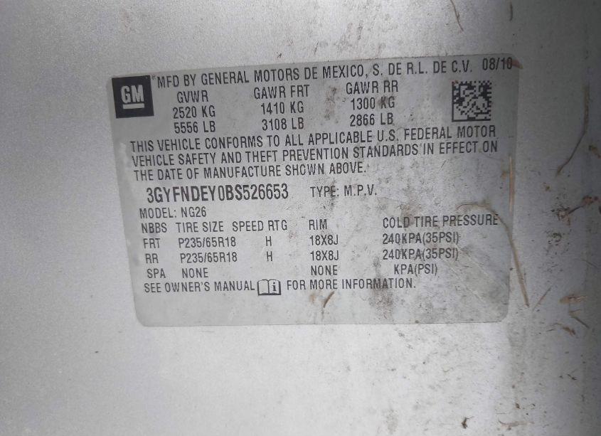 Photo 8 of 2011 Cadillac Srx LUXURY COLLECTION (VIN 3GYFNDEY0BS526653)