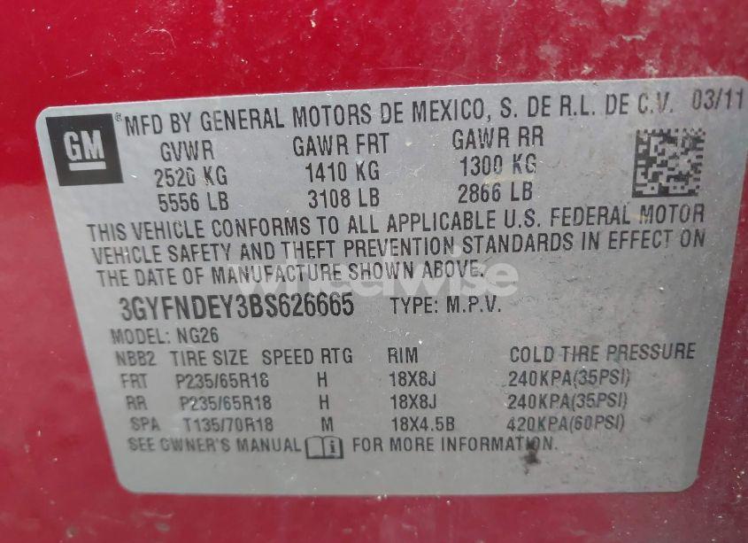 Photo 9 of 2011 Cadillac Srx LUXURY COLLECTION (VIN 3GYFNDEY3BS626665)