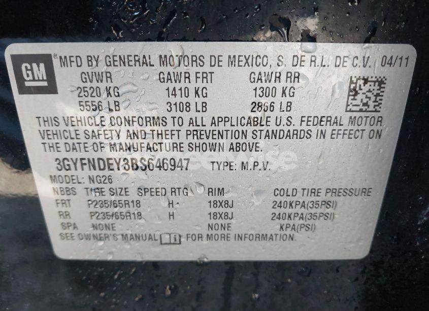 Photo 9 of 2011 Cadillac Srx LUXURY COLLECTION (VIN 3GYFNDEY3BS646947)