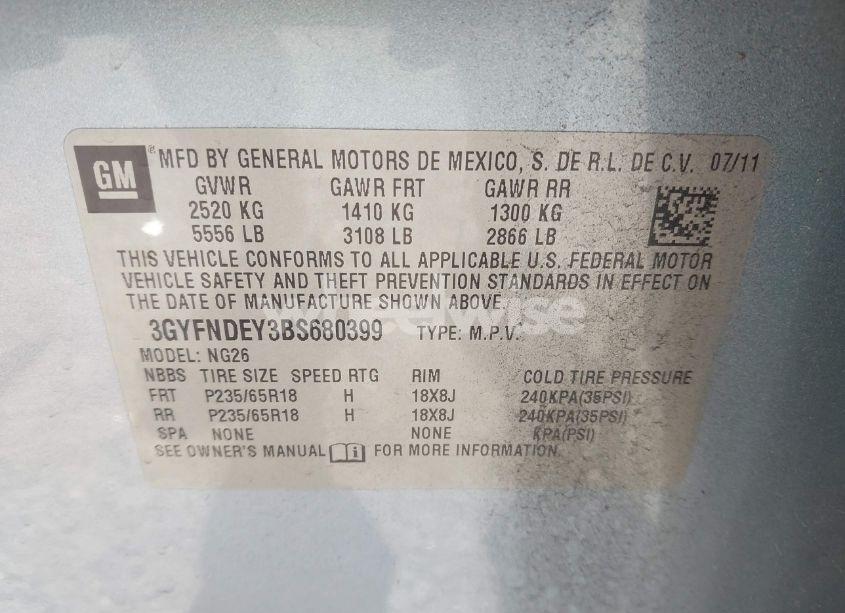 Photo 9 of 2011 Cadillac Srx LUXURY COLLECTION (VIN 3GYFNDEY3BS680399)