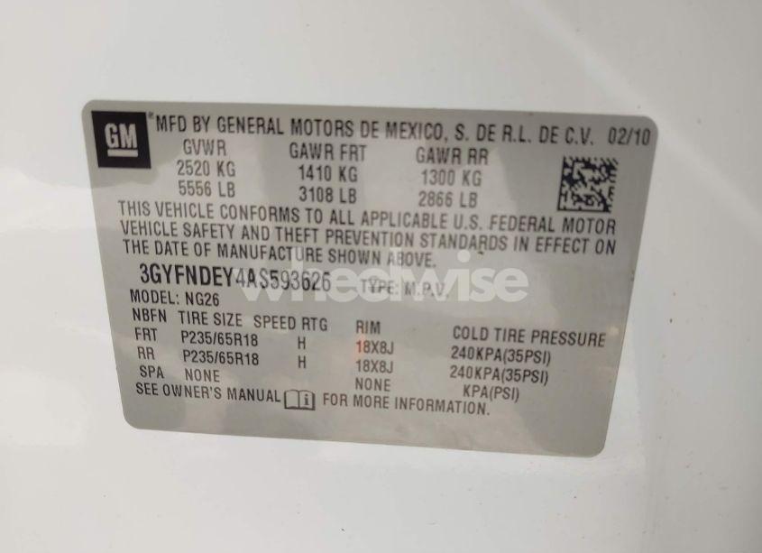 Photo 9 of 2010 Cadillac Srx LUXURY COLLECTION (VIN 3GYFNDEY4AS593626)