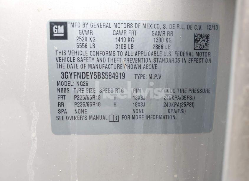 Photo 9 of 2011 Cadillac Srx LUXURY COLLECTION (VIN 3GYFNDEY5BS584919)