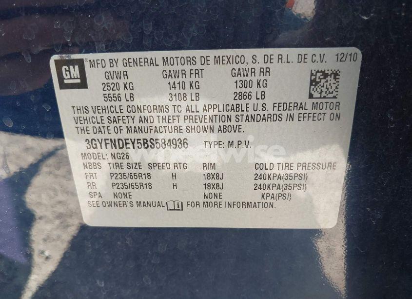 Photo 9 of 2011 Cadillac Srx LUXURY COLLECTION (VIN 3GYFNDEY5BS584936)