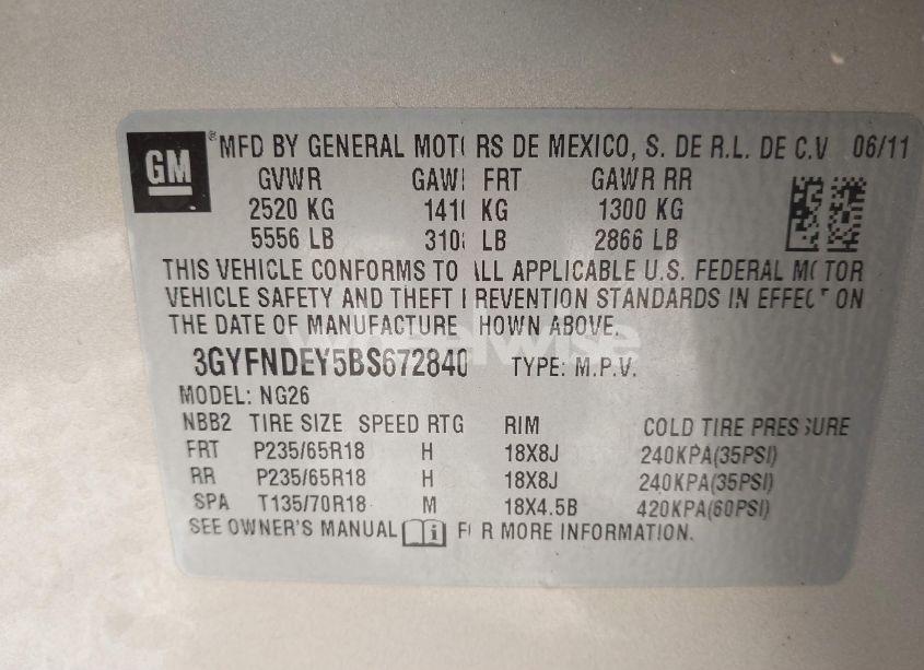 Photo 9 of 2011 Cadillac Srx LUXURY COLLECTION (VIN 3GYFNDEY5BS672840)