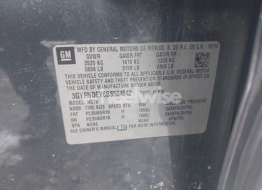 Photo 9 of 2011 Cadillac Srx LUXURY COLLECTION (VIN 3GYFNDEY6BS584542)