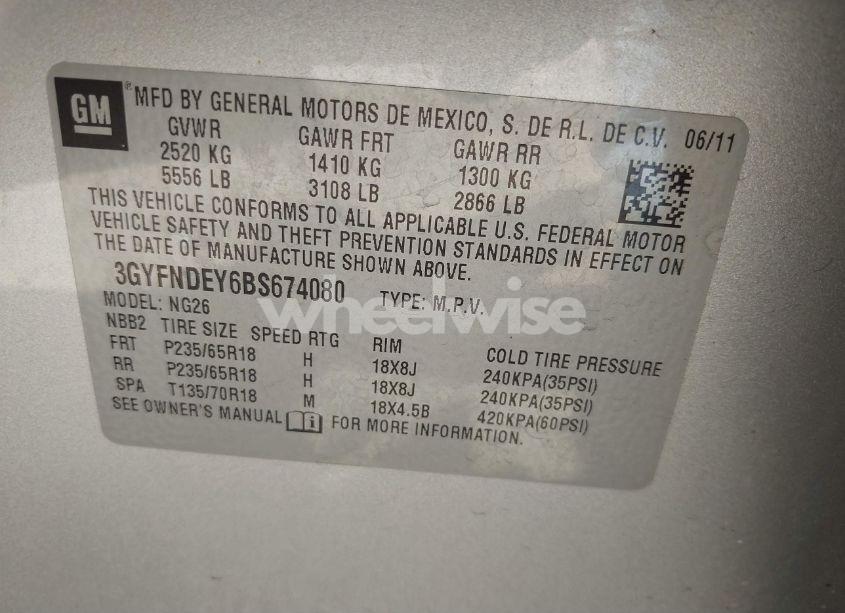 Photo 9 of 2011 Cadillac Srx LUXURY COLLECTION (VIN 3GYFNDEY6BS674080)