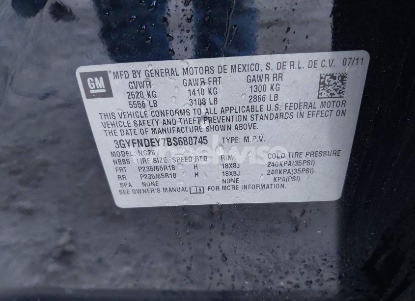 Photo 9 of 2011 Cadillac Srx LUXURY COLLECTION (VIN 3GYFNDEY7BS680745)