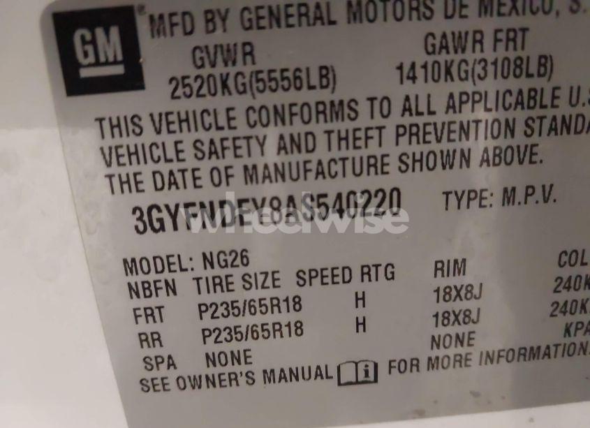 Photo 9 of 2010 Cadillac Srx LUXURY COLLECTION (VIN 3GYFNDEY8AS540220)