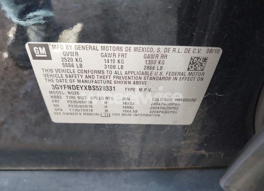 Photo 9 of 2011 Cadillac Srx LUXURY COLLECTION (VIN 3GYFNDEYXBS528331)