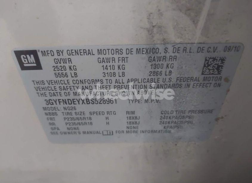 Photo 9 of 2011 Cadillac Srx LUXURY COLLECTION (VIN 3GYFNDEYXBS528961)