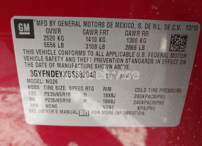 Photo 9 of 2011 Cadillac Srx LUXURY COLLECTION (VIN 3GYFNDEYXBS582048)