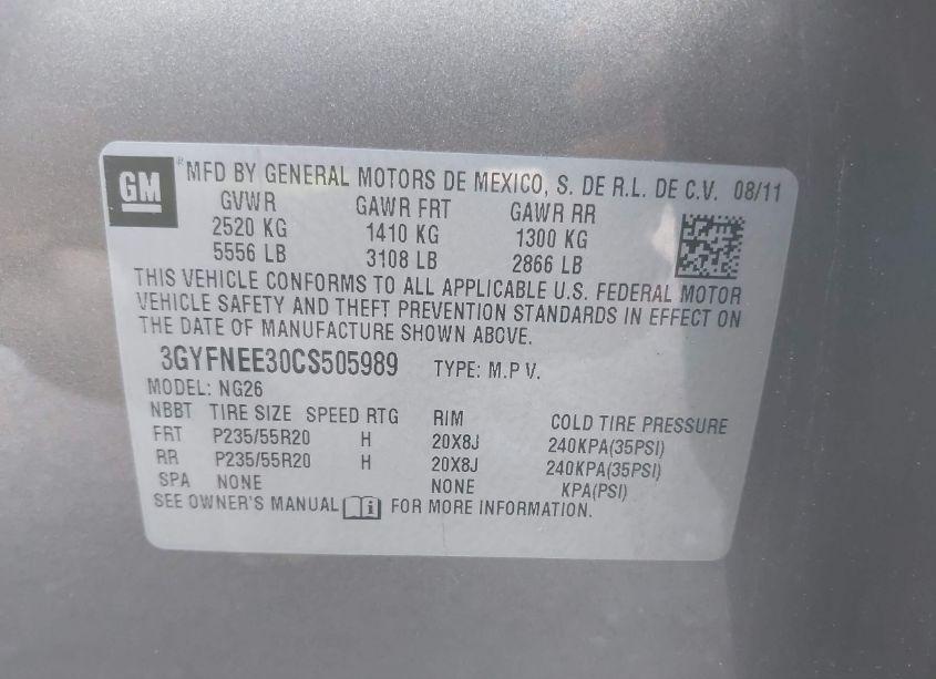 Photo 9 of 2012 Cadillac Srx PERFORMANCE COLLECTION (VIN 3GYFNEE30CS505989)