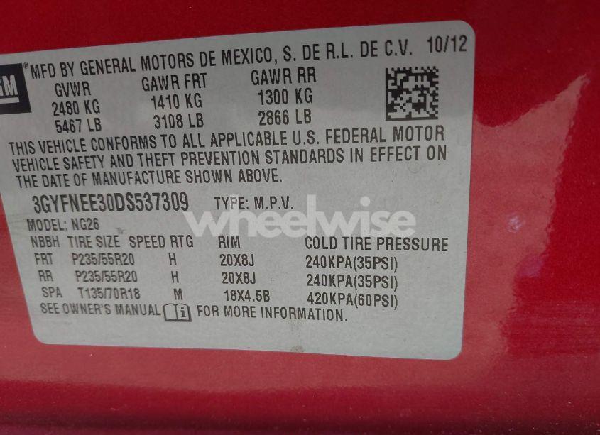 Photo 9 of 2013 Cadillac Srx PREMIUM COLLECTION (VIN 3GYFNEE30DS537309)