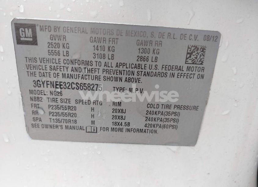 Photo 9 of 2012 Cadillac Srx PERFORMANCE COLLECTION (VIN 3GYFNEE32CS658275)