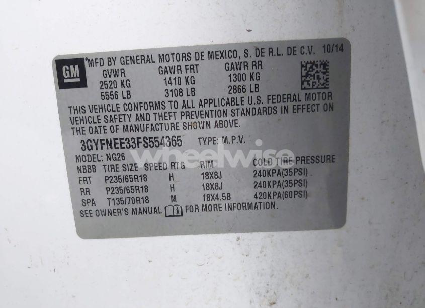 Photo 9 of 2015 Cadillac Srx LUXURY COLLECTION (VIN 3GYFNEE33FS554365)