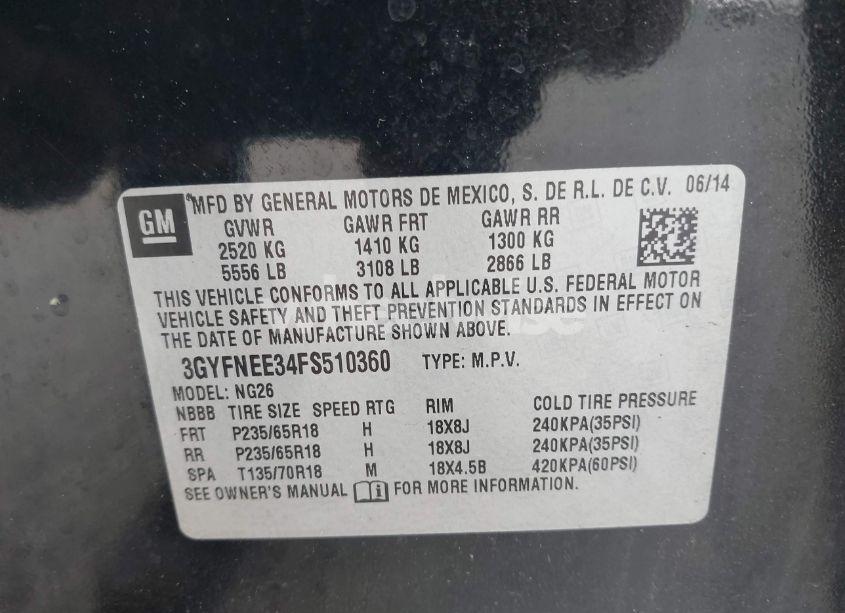 Photo 9 of 2015 Cadillac Srx LUXURY COLLECTION (VIN 3GYFNEE34FS510360)