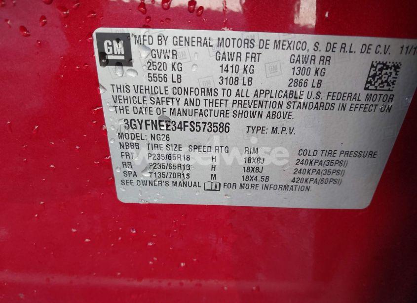 Photo 9 of 2015 Cadillac Srx LUXURY COLLECTION (VIN 3GYFNEE34FS573586)