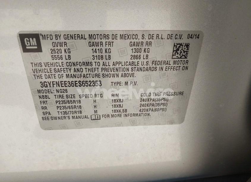 Photo 9 of 2014 Cadillac Srx LUXURY COLLECTION (VIN 3GYFNEE36ES652353)