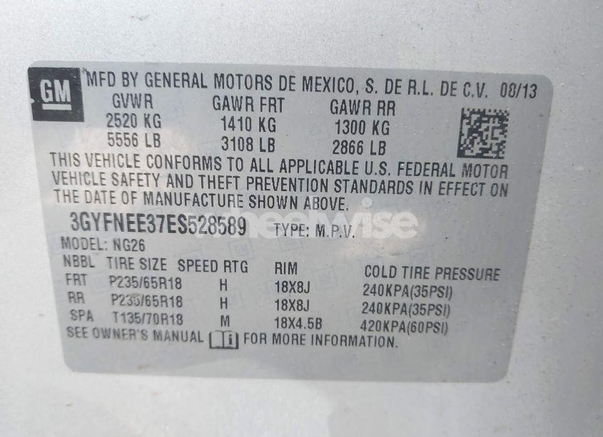 Photo 9 of 2014 Cadillac Srx LUXURY COLLECTION (VIN 3GYFNEE37ES528589)