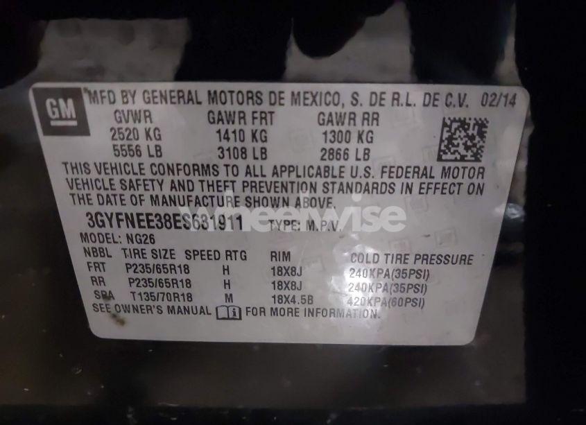 Photo 9 of 2014 Cadillac Srx LUXURY COLLECTION (VIN 3GYFNEE38ES631911)