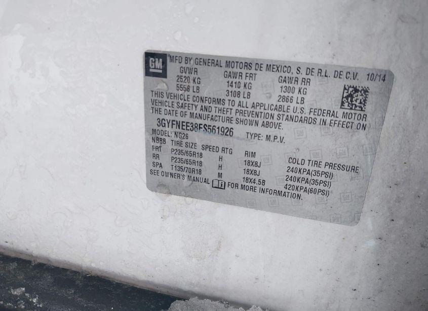 Photo 9 of 2015 Cadillac Srx LUXURY COLLECTION (VIN 3GYFNEE38FS561926)