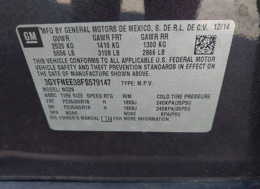 Photo 9 of 2015 Cadillac Srx LUXURY COLLECTION (VIN 3GYFNEE38FS579147)