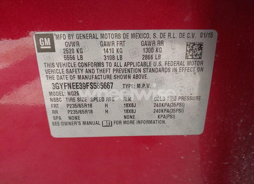 Photo 9 of 2015 Cadillac Srx LUXURY COLLECTION (VIN 3GYFNEE39FS585667)