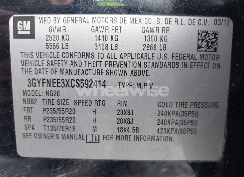 Photo 9 of 2012 Cadillac Srx PERFORMANCE COLLECTION (VIN 3GYFNEE3XCS592414)