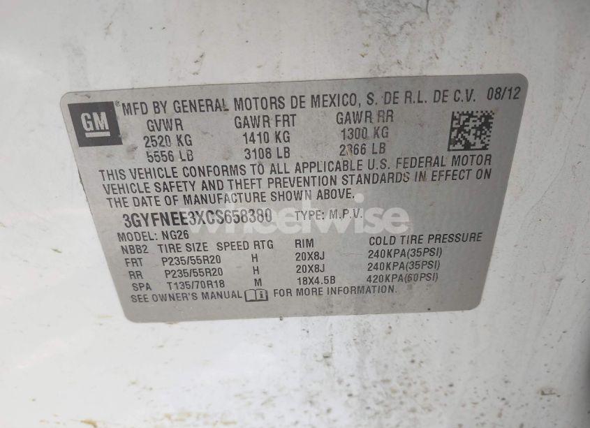 Photo 9 of 2012 Cadillac Srx PERFORMANCE COLLECTION (VIN 3GYFNEE3XCS658380)