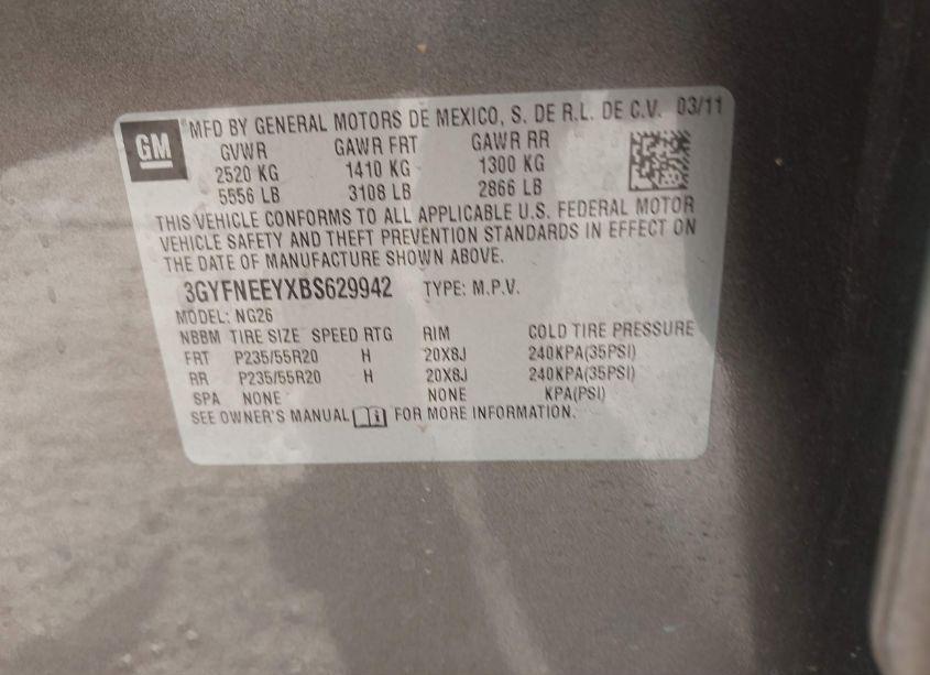 Photo 9 of 2011 Cadillac Srx PERFORMANCE COLLECTION (VIN 3GYFNEEYXBS629942)