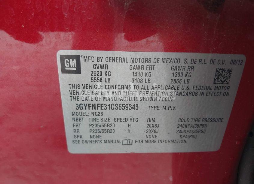 Photo 9 of 2012 Cadillac Srx PREMIUM COLLECTION (VIN 3GYFNFE31CS659343)