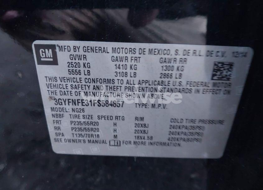 Photo 9 of 2015 Cadillac Srx PERFORMANCE COLLECTION (VIN 3GYFNFE31FS584857)