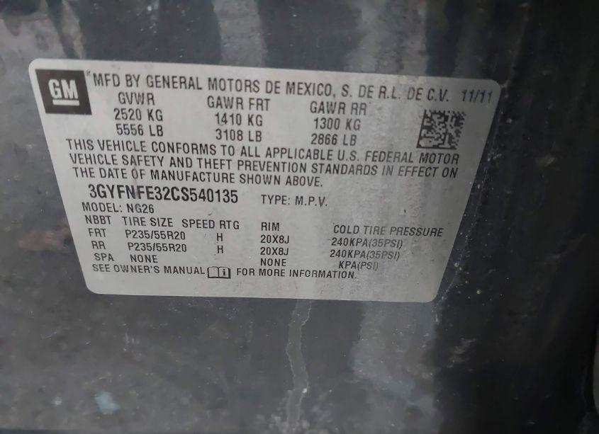 Photo 9 of 2012 Cadillac Srx PREMIUM COLLECTION (VIN 3GYFNFE32CS540135)