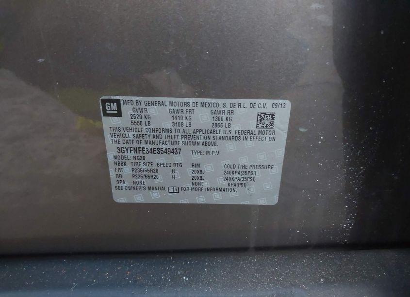 Photo 9 of 2014 Cadillac Srx PERFORMANCE COLLECTION (VIN 3GYFNFE34ES549437)