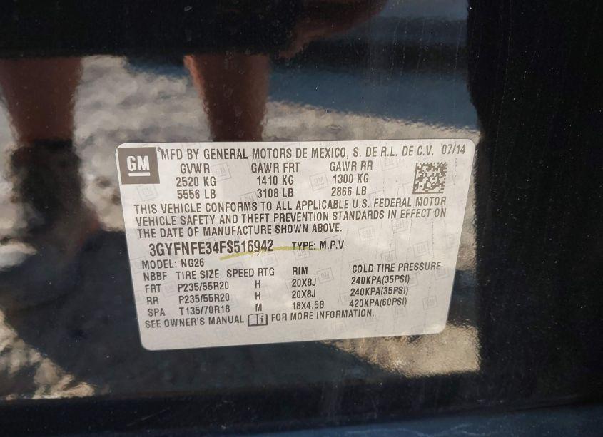 Photo 9 of 2015 Cadillac Srx PERFORMANCE COLLECTION (VIN 3GYFNFE34FS516942)