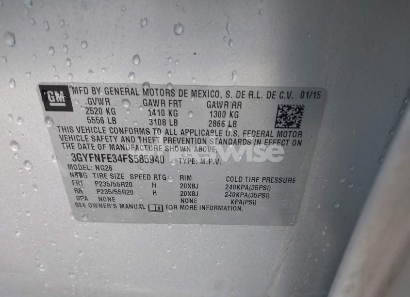 Photo 9 of 2015 Cadillac Srx PERFORMANCE COLLECTION (VIN 3GYFNFE34FS585940)