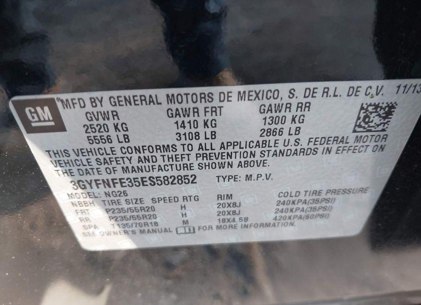 Photo 9 of 2014 Cadillac Srx PERFORMANCE COLLECTION (VIN 3GYFNFE35ES582852)