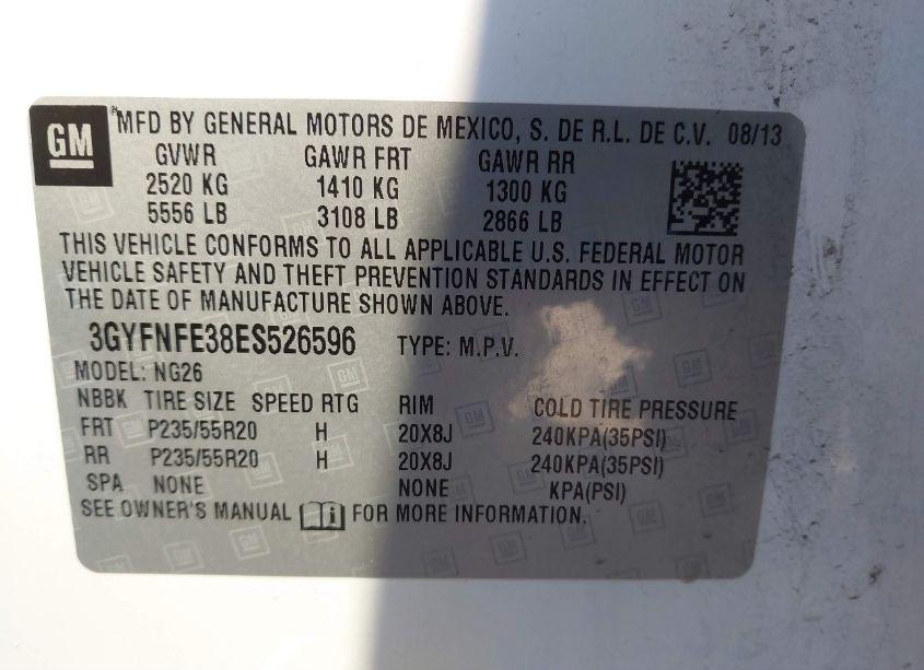 Photo 9 of 2014 Cadillac Srx PERFORMANCE COLLECTION (VIN 3GYFNFE38ES526596)