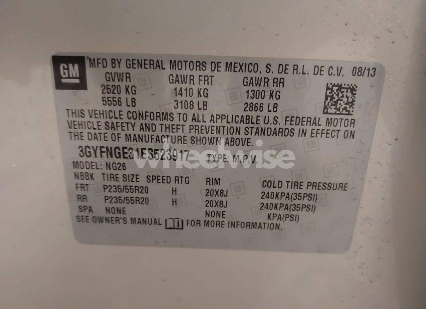 Photo 9 of 2014 Cadillac Srx PREMIUM COLLECTION (VIN 3GYFNGE31ES523917)