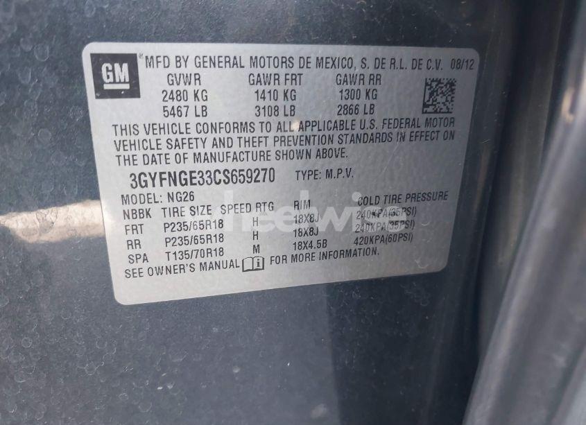 Photo 9 of 2012 Cadillac Srx STANDARD (VIN 3GYFNGE33CS659270)