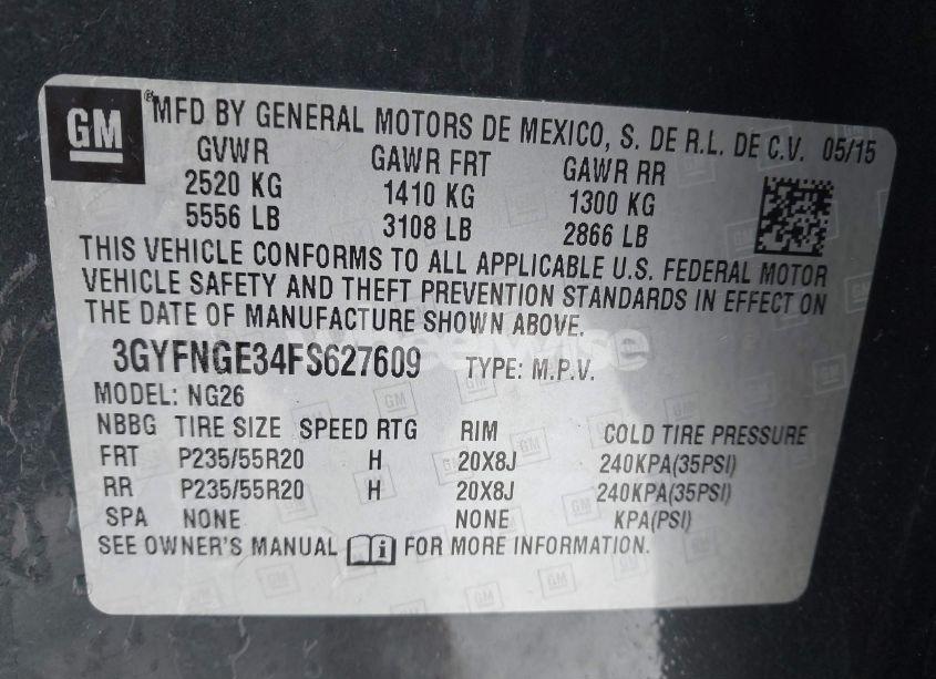 Photo 9 of 2015 Cadillac Srx PREMIUM COLLECTION (VIN 3GYFNGE34FS627609)